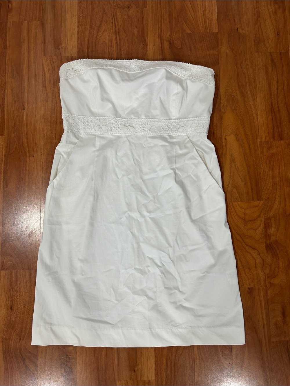New York & Company White Strapless Sundress with Trim